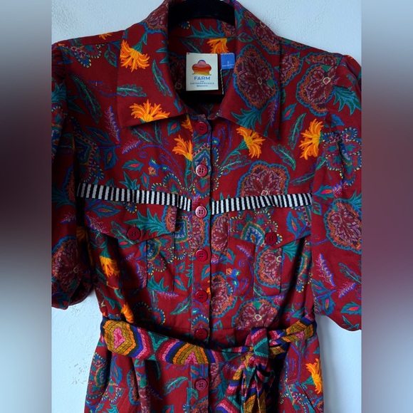FARM RIO ANTHROPOLOGY Floral Red ROMPER - Picture 7 of 16
